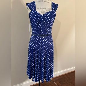 Pretty Woman blue and white polka dot dress